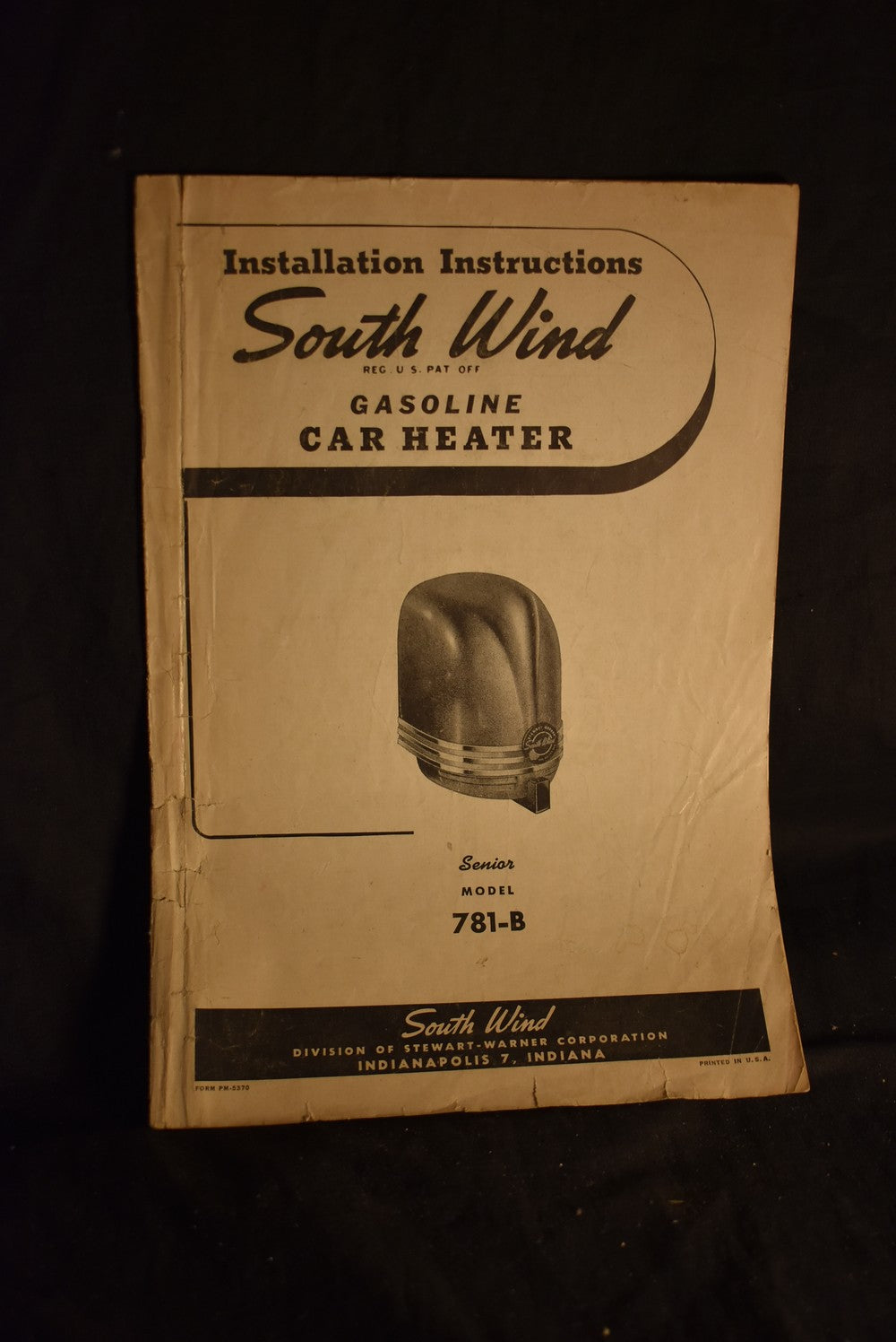 South Wind Gasoline Car Heater Installation Instructions - Senior Model 781-B