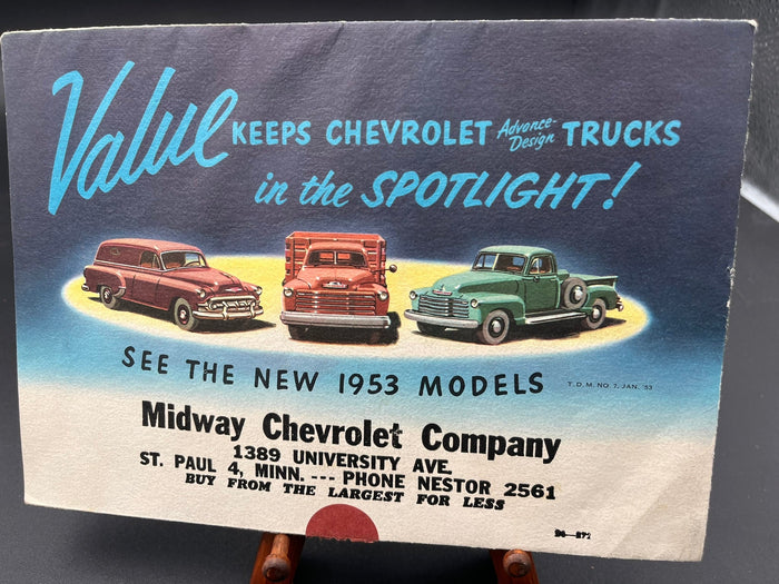 1953 Full line fold out brochure of the Chevrolet Trucks