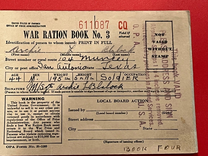 War Ration Book No. 3