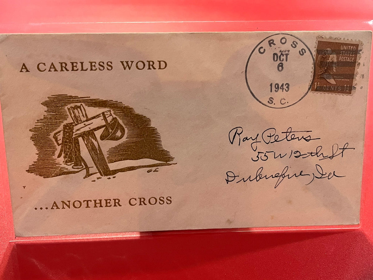 Patriotic WWII Envelope - a careless word another cross