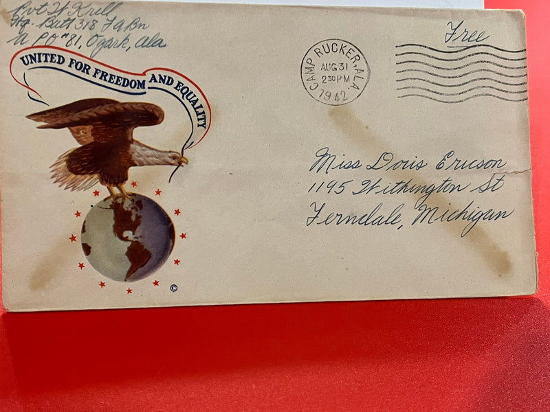 Patriotic WWII Cover - eagle on globe