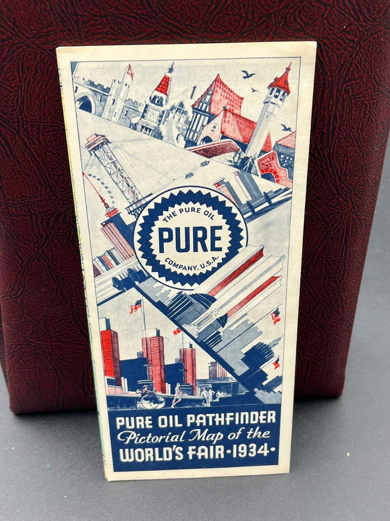 Pure Oil Pathfinder Map of A Century oif Progress Exposition - Chicago 1934