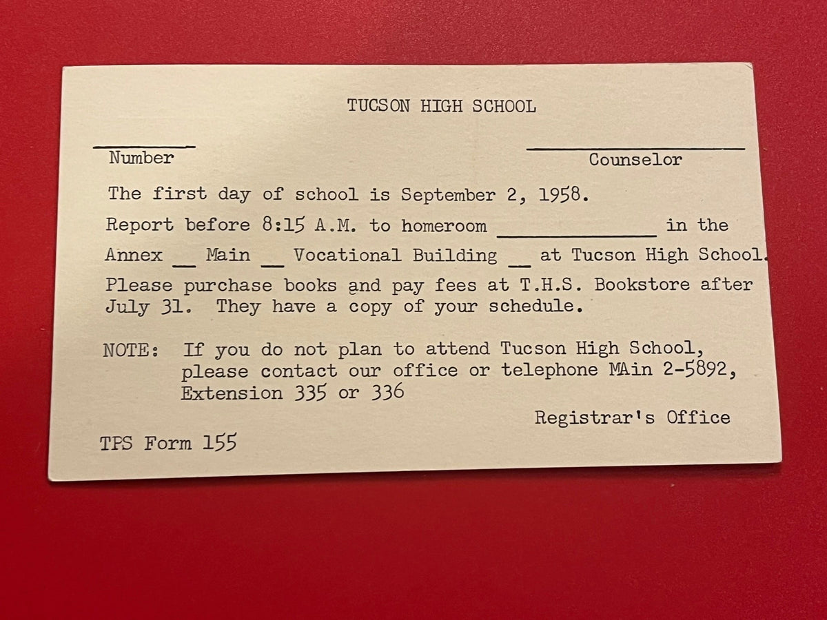 Tuscon High School School Notice 1958