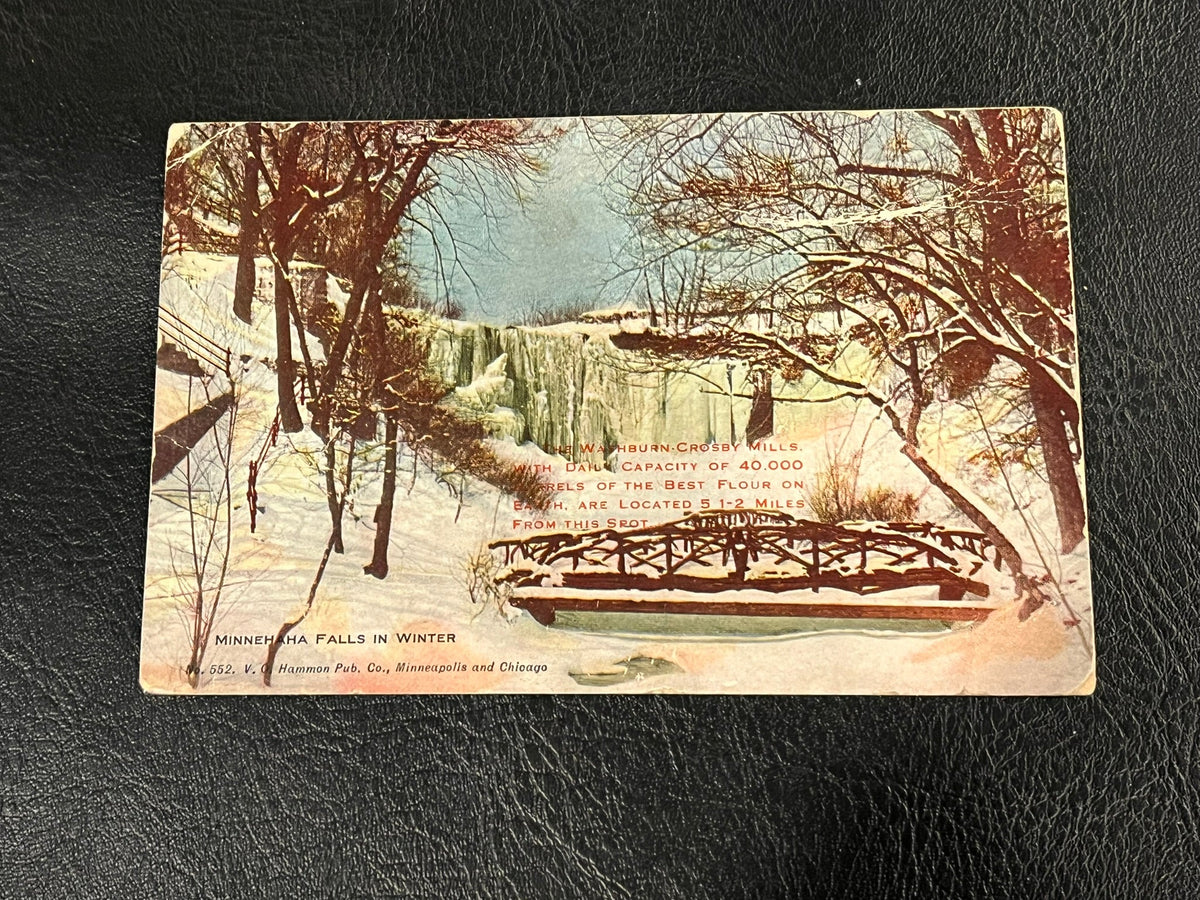 Minnehaha Falls in Winter - Minneapolis - with bridge