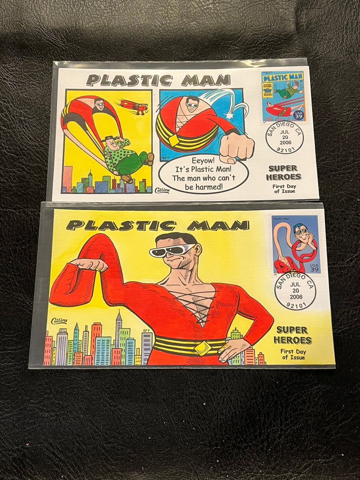 Plastic Man Hand Colored FDC Set