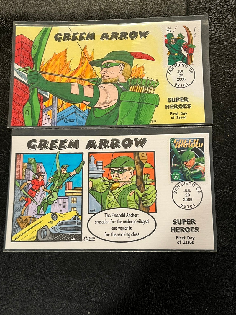 Green Arrow Hand Colored FDC Set