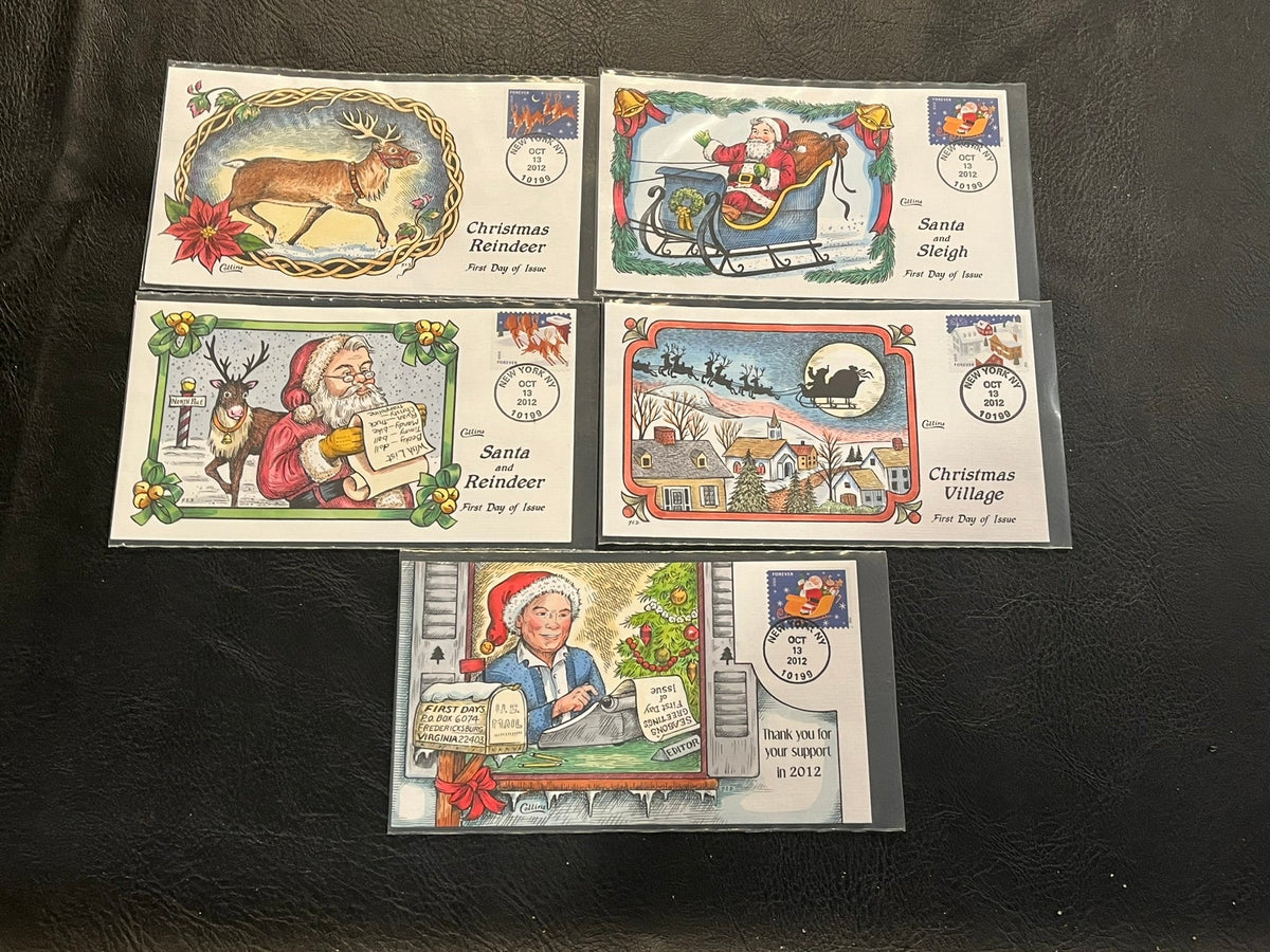 Christmas Hand Colored FDCs set