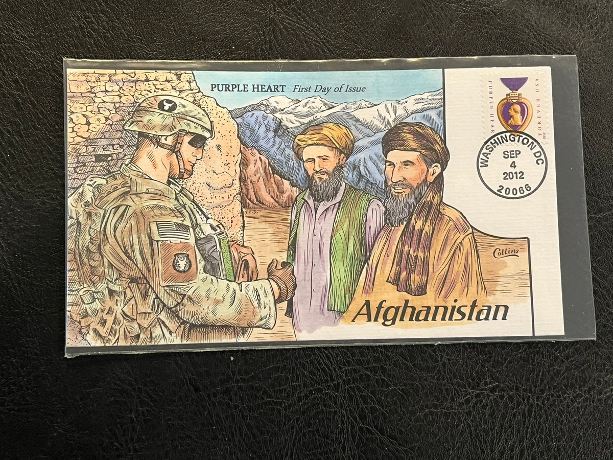 Purple Heart Afghanistan Hand Colored FDC