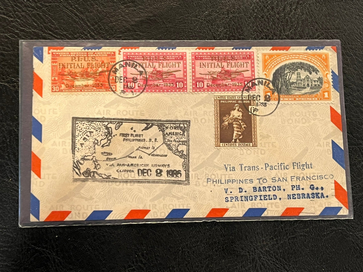 First flight cover. Manila tto San Francisco. 1935. Fine condition. Colorful.