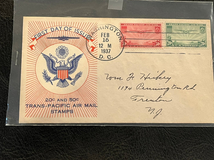 20c and 50c Trans-Pacific Air Mail Stamps FDC.