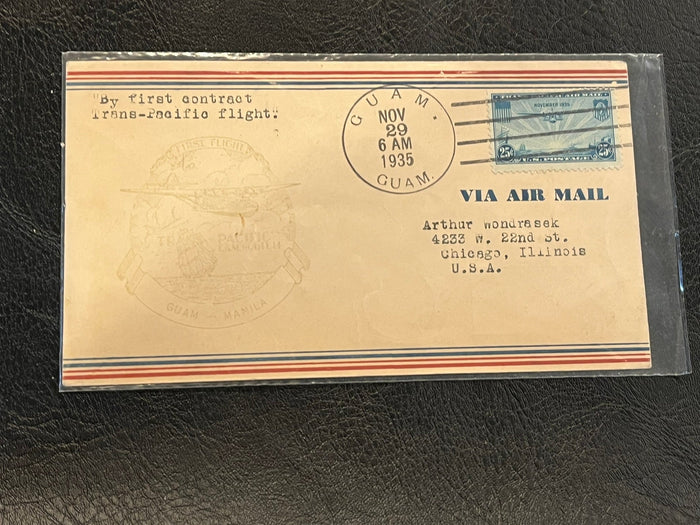 First Flight cover. Pan American. Guam - Manila.