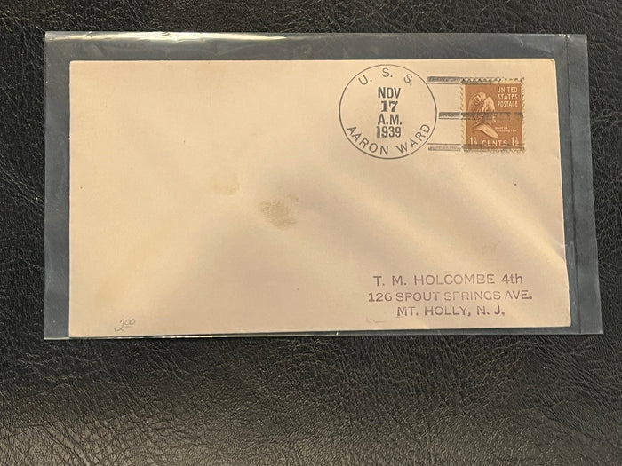 U.S.S. Aaron Ward Ship cancelled cover.