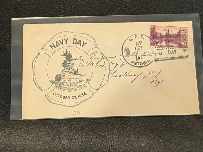 U.S.S. Astoria - Navy Day cover. 1934