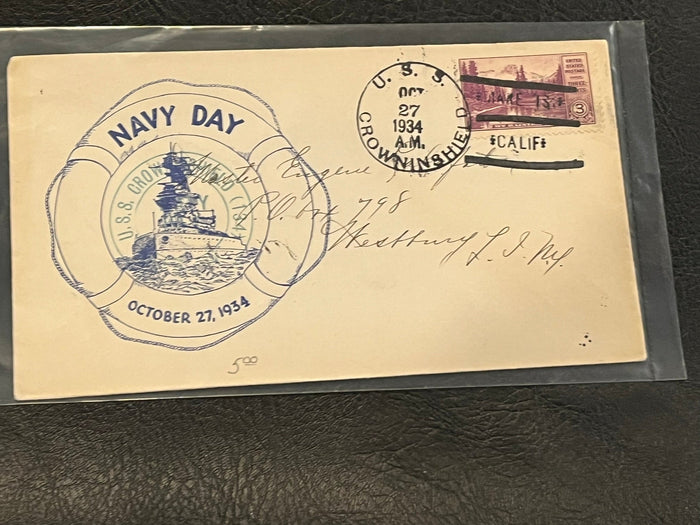 U.S. S. Crownshield Navy Day 1934 Cover.