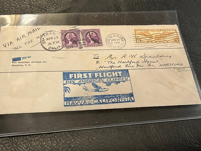 First flight cover - Hawaii - California  1935