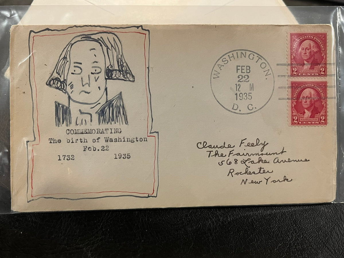 Hand drawn cover . Washingtons Birthday. 1935