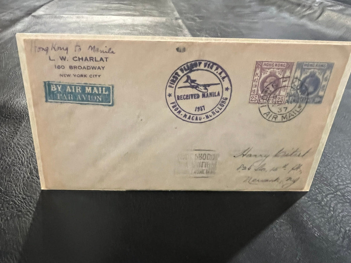 Pan American First Flight Cover - Hong Kong to Manila. 1937