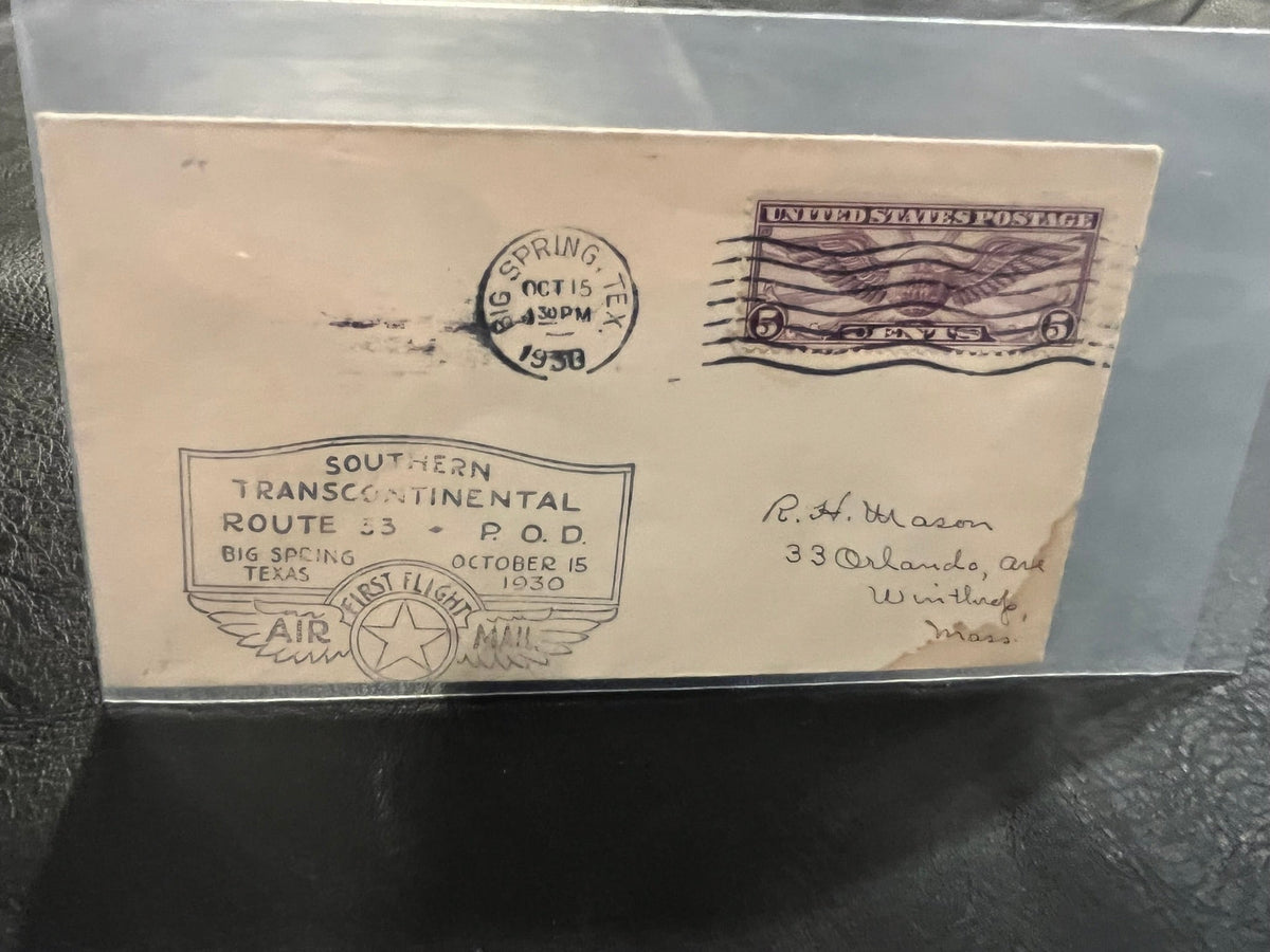 Southern Transcontinental Airways First flight cover. Big Springs Texas 1930