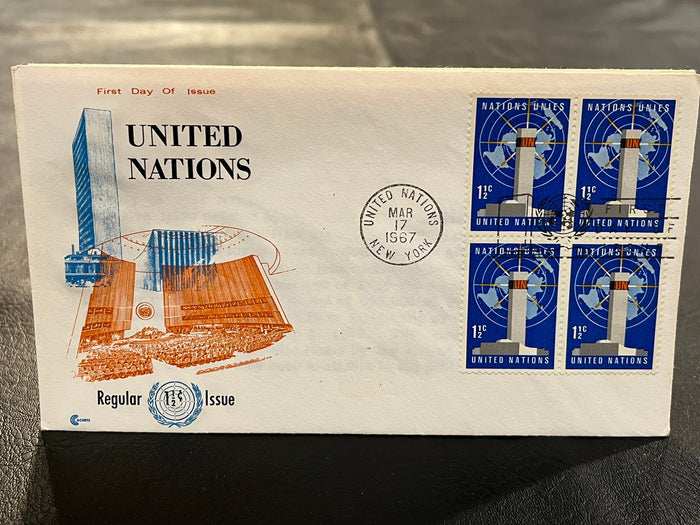 United Nations 1 1/2c regular stamp FDC