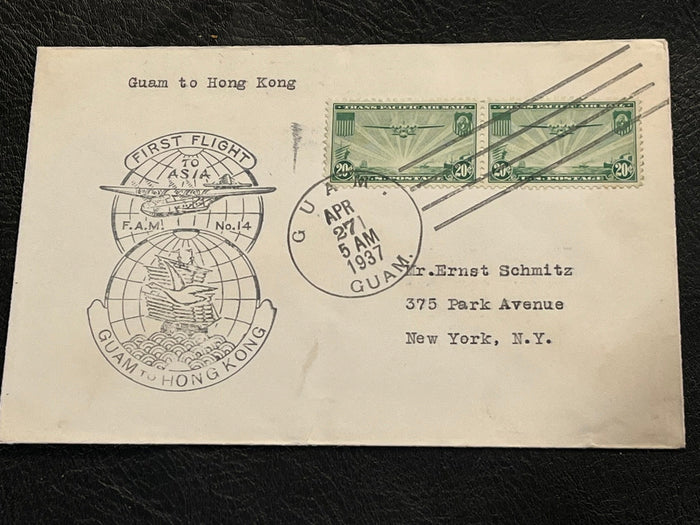 First flight cache. Guam to Hong Kong  1937