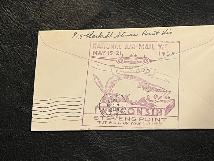 National Air Mail Week - 1938 - Stevens Point Wisconsin