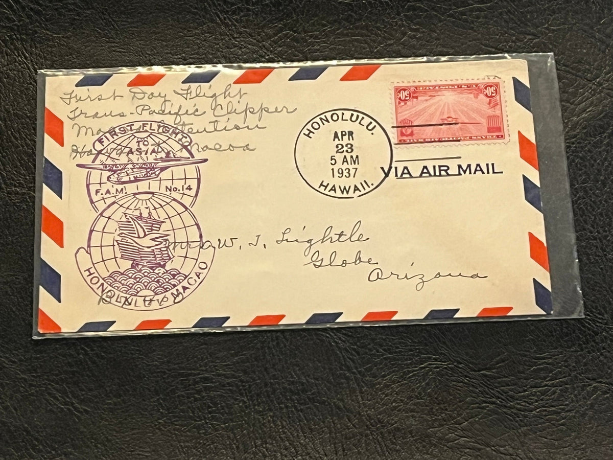 Honolulu to Macao First flight cache. 1937