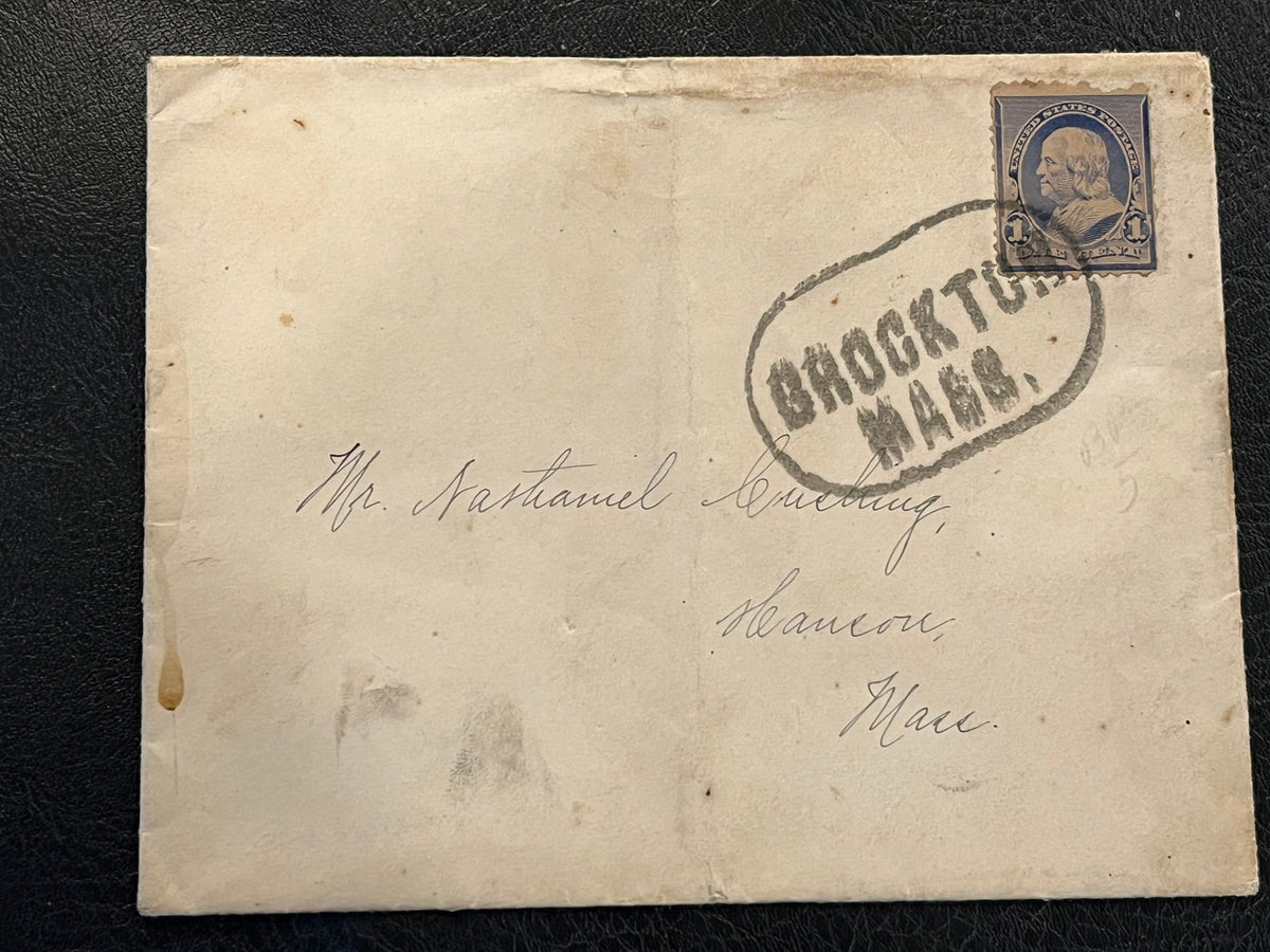 Brockton Mass - 1892 Cancel envelope