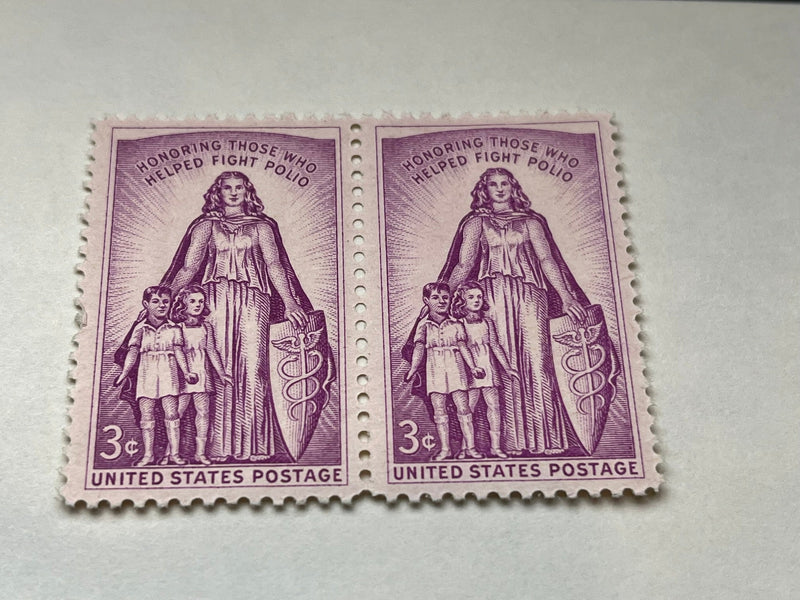 #1087 - 1957 3c Polio (2 staamps)