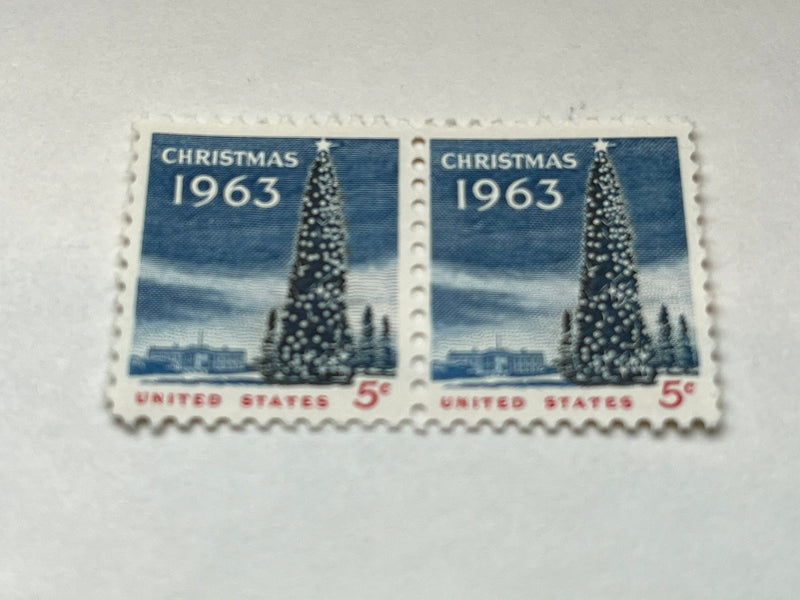 #1240 - 1963 5c Christmas Tree and White House (6 individual mnh stamps included)