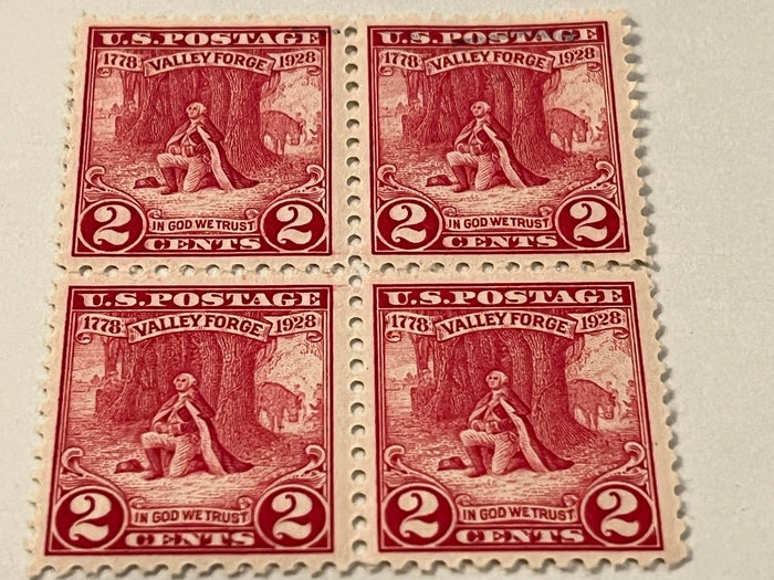 #645 - 1928 2c Valley Forge : Washington at Prayer (includes 8 mnh stamps)