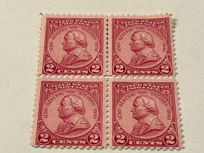 #689 - 1930 2c General von Steuben. (Includes 4 mnh stamps)