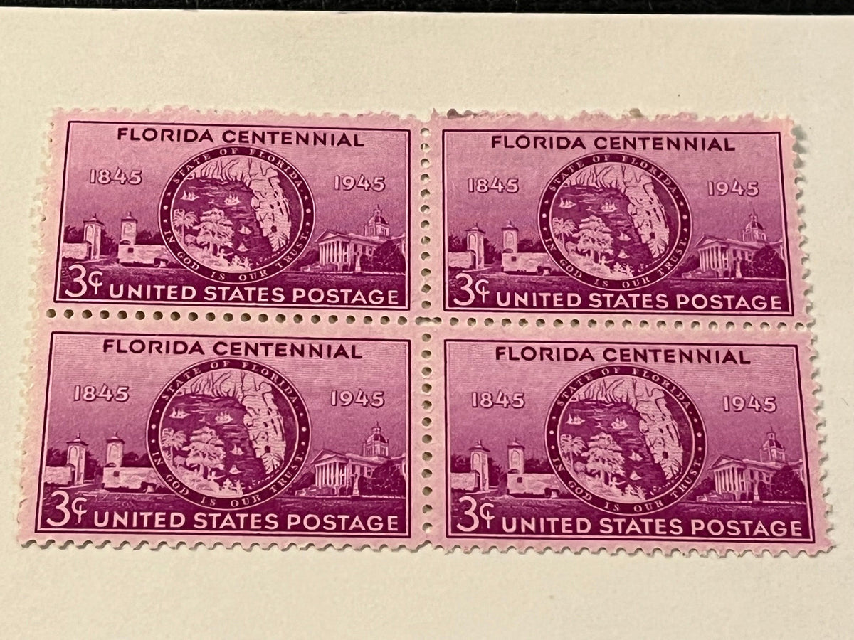 #927 - 1945 3c Florida Statehood (Includes 6 sets of 4 mnh stamps)