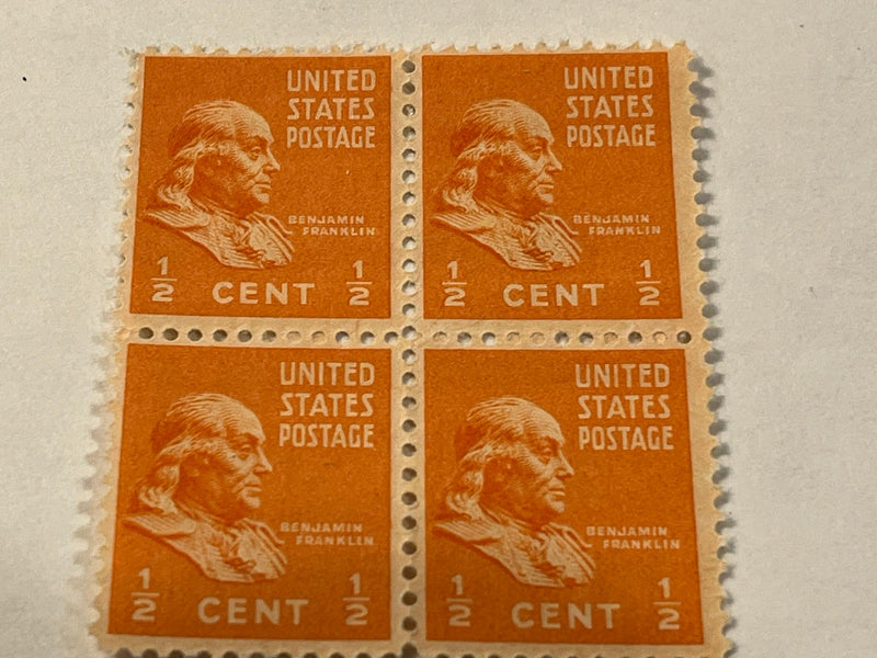 #803 - 1938 1/2 cent Franklin , orange.