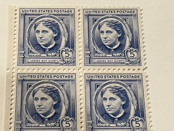 #862 - 1940 5c Louisa May Alcott. (Includes two sets of 4 mnh stamps)