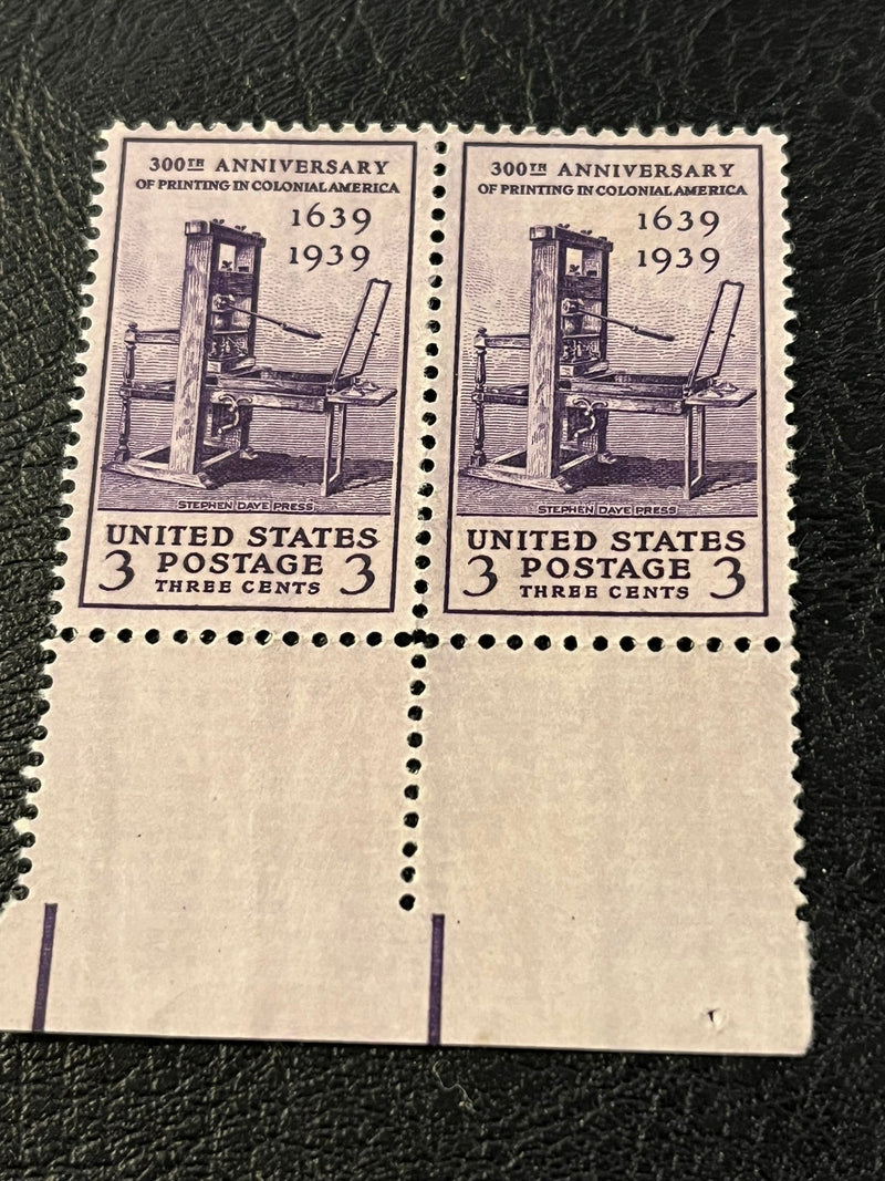 #857 - 1939 3c Printing Tercentenary (includes 4 mnh stamps)