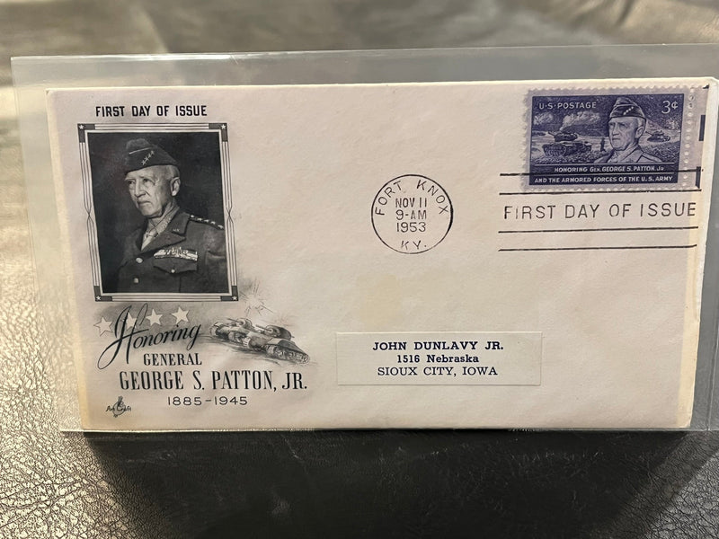 Honoring General George S. Patton . Art Craft Cachet. 1953