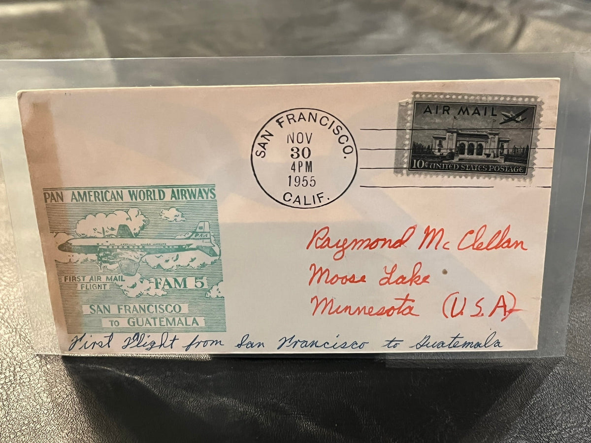 Pan American First Air Mail Flight - San Francisco to Guatamala. FDC