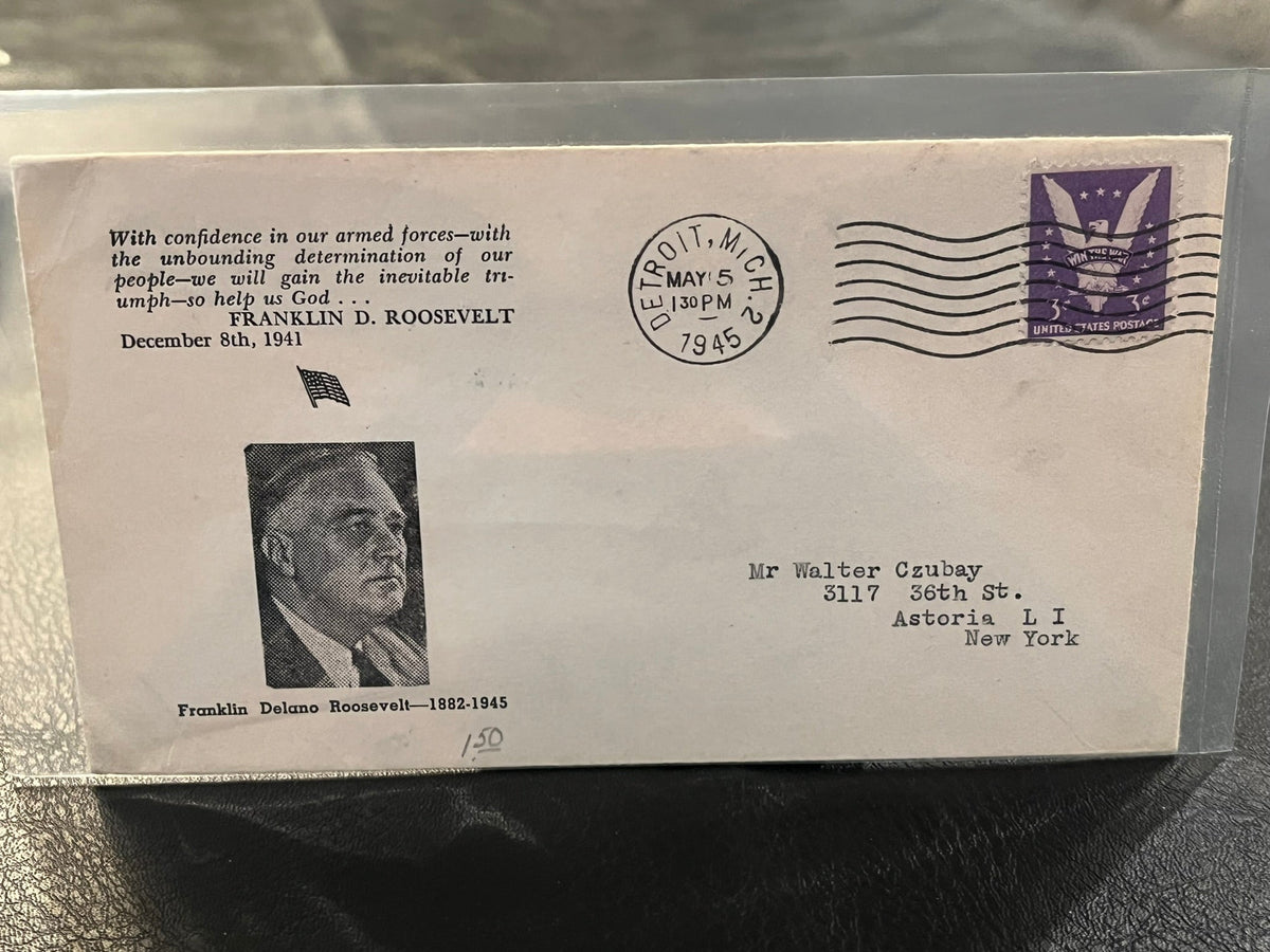 1945 Franklin D. Roosevelt Memorial cachet.