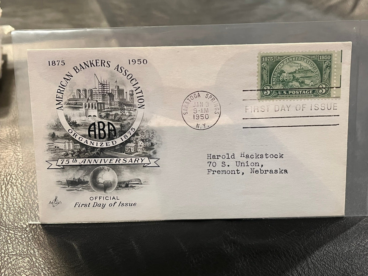 American Bankers Association 75th Anniversary . Art Craft Cachet. 1950 FDC