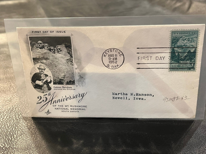 Mount Rushmore National Memorial 25th Anniversary . FDC. Fleetwood cachet.