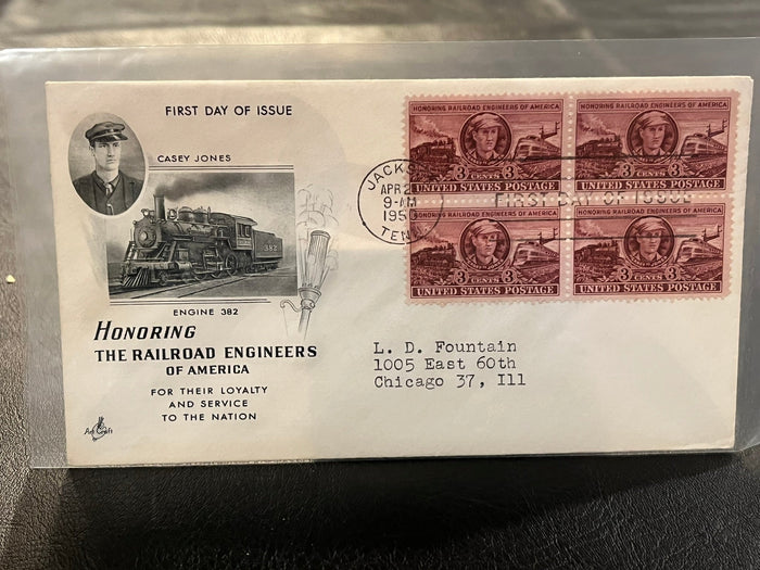 Honoring Railroad Engineers of America. Art Craft Cachet. FDC.