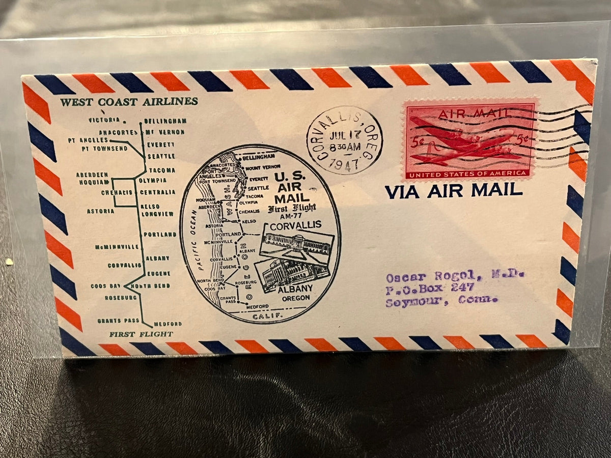 First Air Mail Flight . Corvalis Oregon - Albany OOregon. 1947