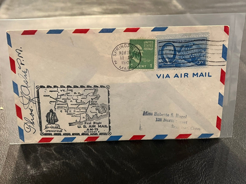 First Air Mail Flight - Springfield Mass. - Boston. 1949