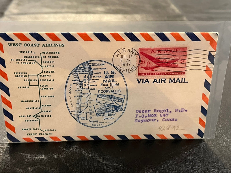 First Air Mail Flight - Albany, Oregon - Portland, Oregon. 1947