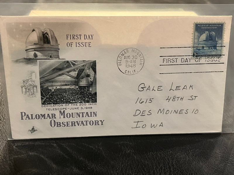 Palomar Mountain Observatory FDC. Art Craft cachet. 1948