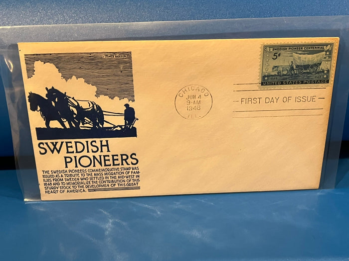 Swedish Pioneers FDC. C. Stephen Anderson cachet. 1948