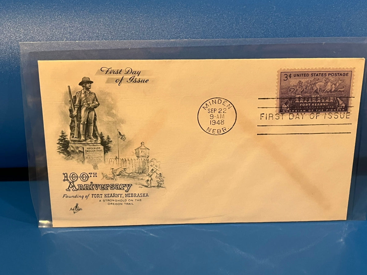 Fort Kearny, Nebraska 100th Anniversary FDC. Art Crafts cachet. 1948