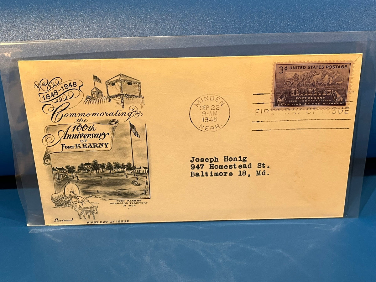 Fort Kearny, Nebraska 100th Anniversary FDC. Fleetwood  cachet. 1948