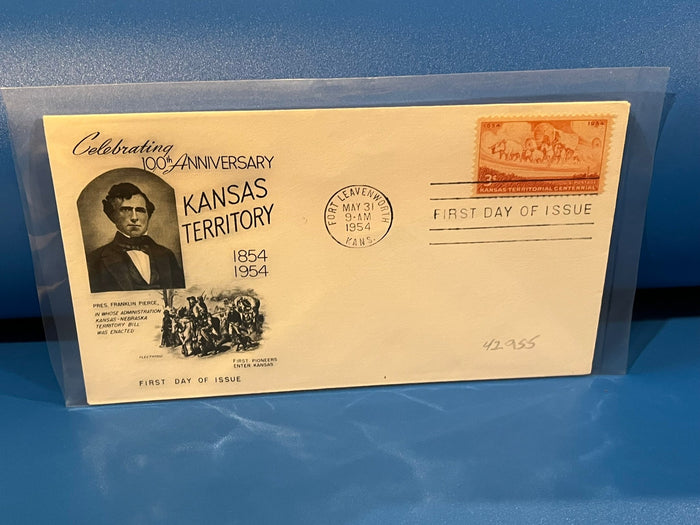 Kansas Territory 100th Anniversary FDC. Fleetwood cachet. 1954