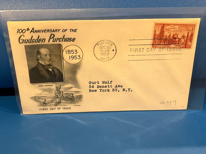 Gadsen Purchase 100th Anniversary FDC. Fleetwood cachet. 1953